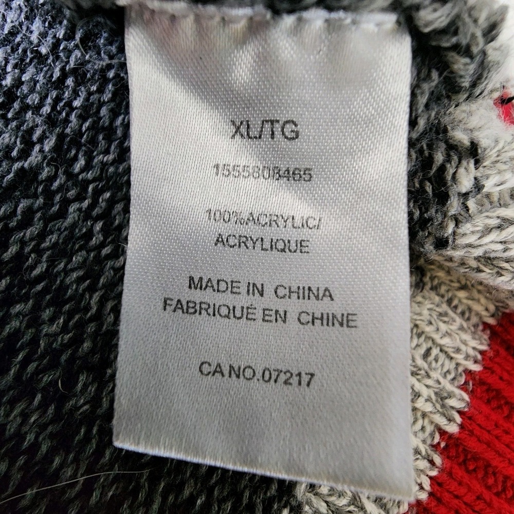 Warehouse One Cabin Sweater Womens XL Knit Gray Red White Sock Monkey Cardigan - Picture 12 of 13